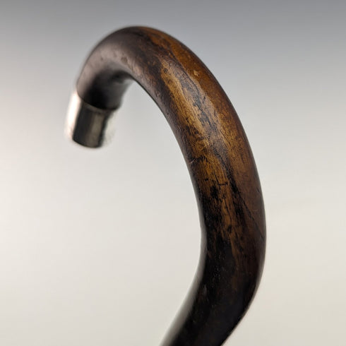 1931 British Vintage Men's Cane, Sterling Silver Decoration, Brown Shaft, 92cm